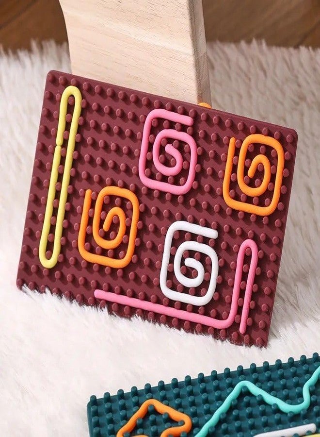 YESVIYA Silicone Sensory Activity Board Fidget Toy - Double-Sided Silent Sensory Toy with 10 Colored Strings for Kids & Adults | Calming Toy for Anxiety, ADHD, Autism & Stress Relief (No Mess) - Image 2